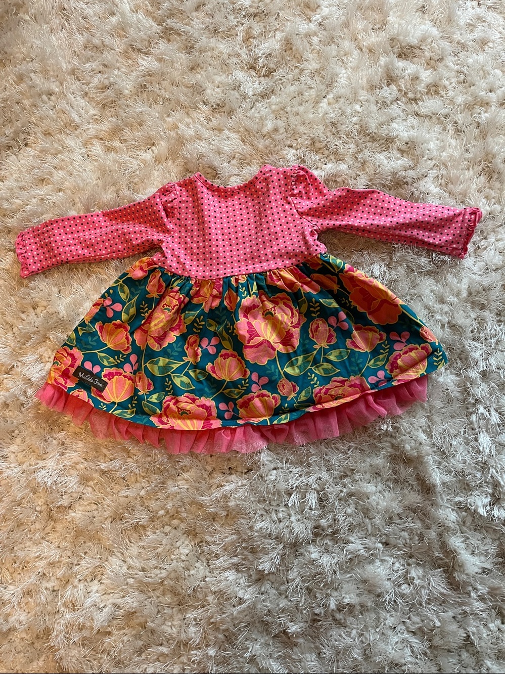 Matilda Jane Little Missy Polka Dot Floral Dress Size 3-6 M Once Upon a Time - Picture 5 of 9